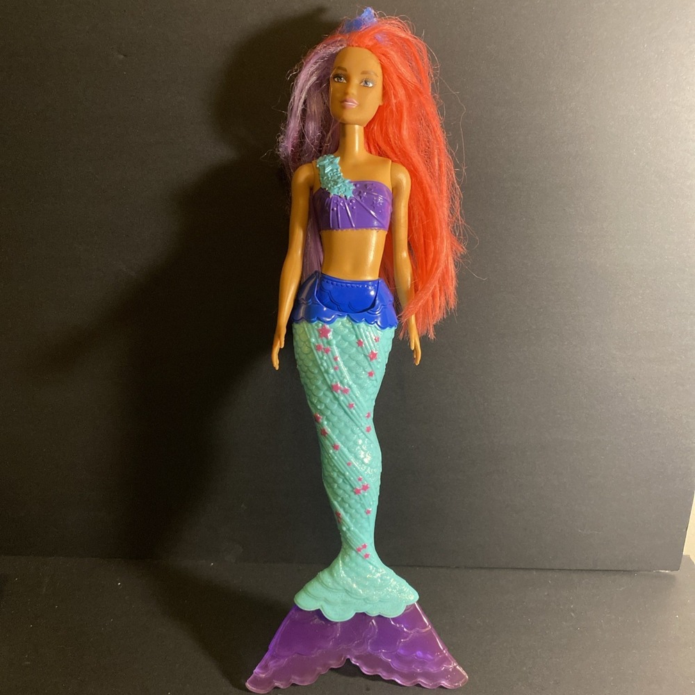 Barbie Mermaid Doll Pink Blue Purple Hair Aqua Tail 14" 2019 Mattel GJK09N421